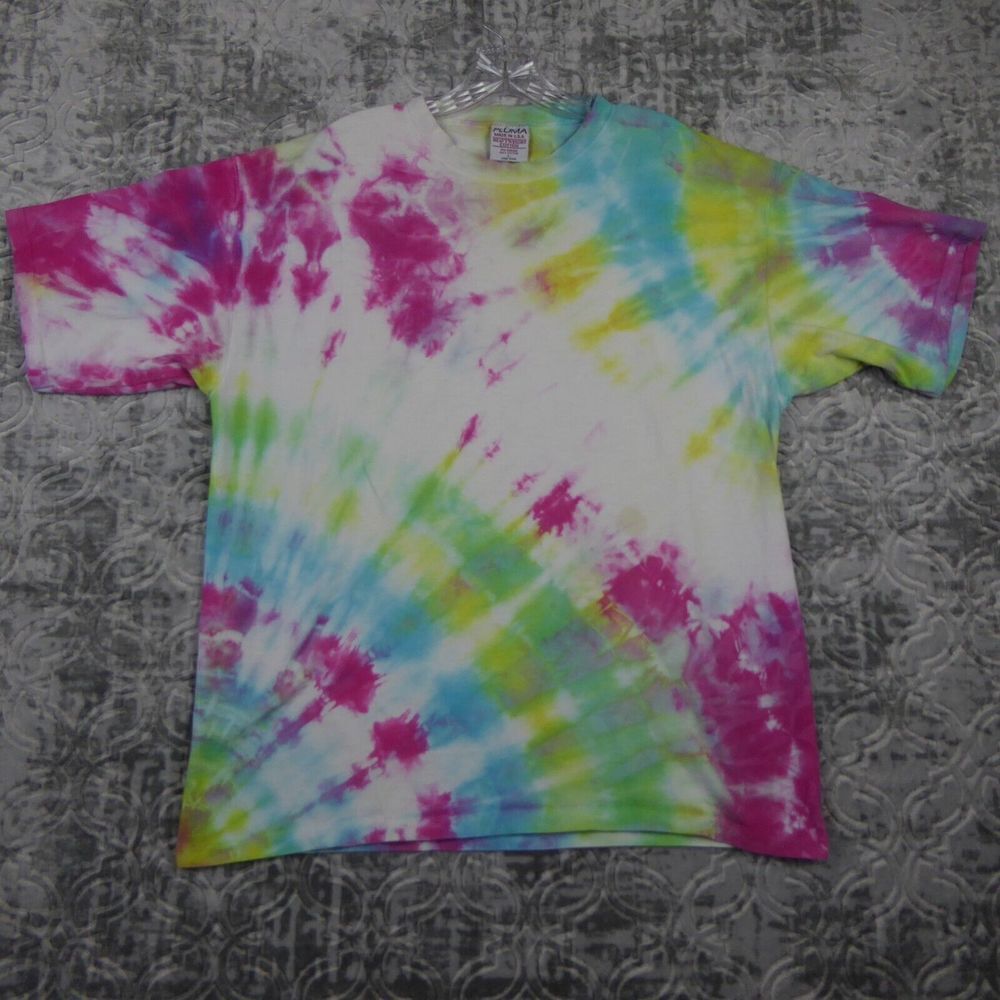 Vintage Pluma Shirt Men’s Size Large L Pink White Tie Dye 90s USA Made
